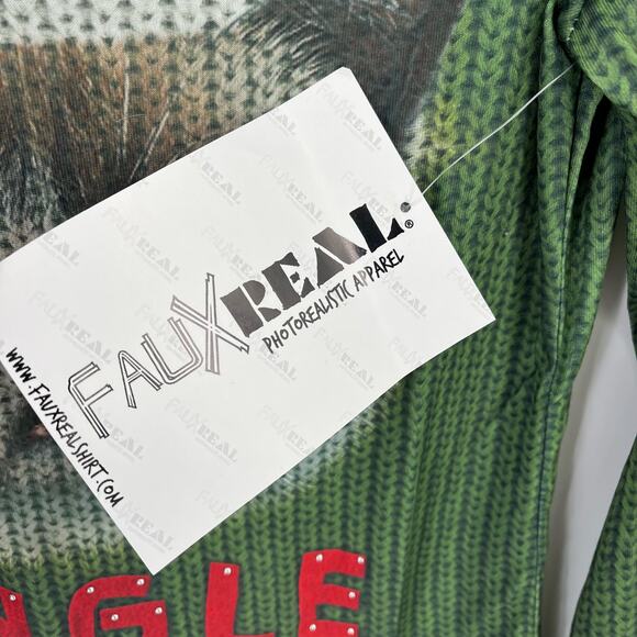 Faux Real Jingle Hell Grumpy Cat Photo Ugly Christmas Print Shirt Womens Sz L - Picture 7 of 8